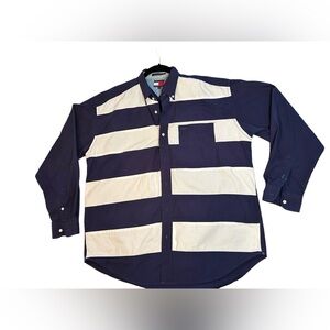 Tommy Hilfiger Vintage 80s/90s Vtg button down striped navy and white size L